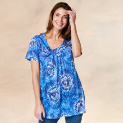 Batik-Tunika »Mina«, blau/weiß